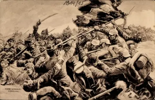 Künstler Ak Schulz Steglitz, Curt, Eroberung einer französischen Fahne bei Luneville, I. WK
