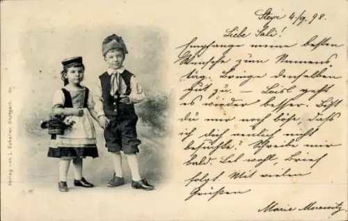 Ak Kleine Kinder in Tracht, Portrait