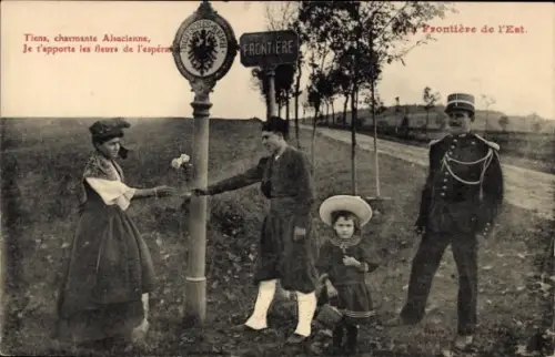 CPA Frontière de l'Est, Tiens, charmante Alsacienne