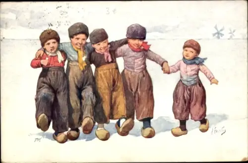 Künstler Ak Feiertag, Karl, Niederländer, Holzschuhe, Trachten, BKWI 343 2