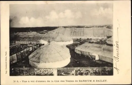 Ak Barnum et Bailey Zirkus, Zelte, Luftbild