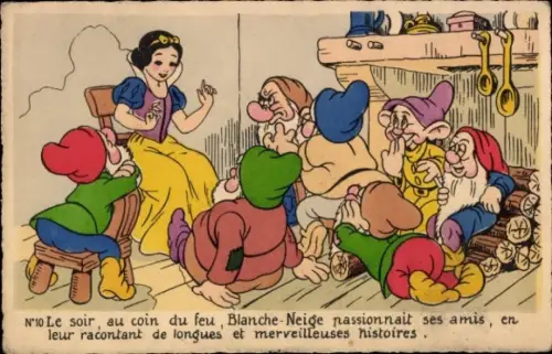 Künstler Ak Disney, Schneewittchen, Zwerge
