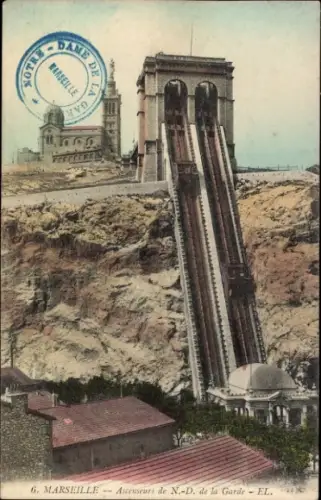 CPA Marseille Bouches-du-Rhône, Ascenseurs de N.-D. de la Garde