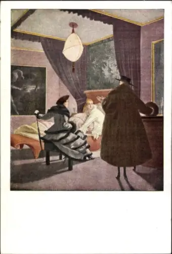 Künstler Ak Lendecke, O., Morgenbesuch, Frau in Mantel