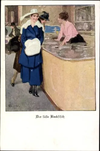 Künstler Ak Wennerberg, Bruno, Der süße Backfisch