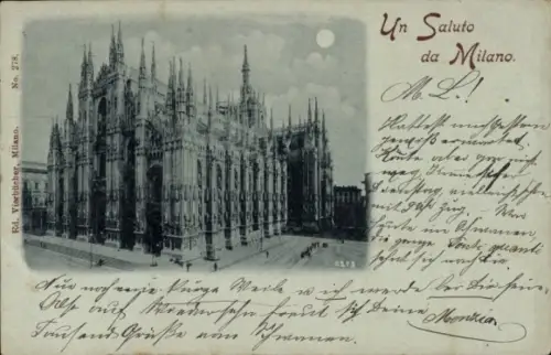 Mondschein Ak Milano Mailand Lombardia, Duomo