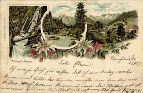Litho Ramsau im Berchtesgadener Land Oberbayern, Wimbach-Klamm