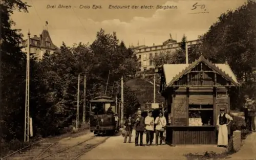 Ak Trois Épis Drei Ähren Elsass Haut Rhin, Endpunkt der elektrischen Bergbahn