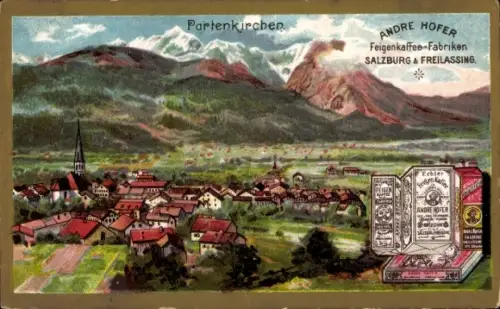 Litho Garmisch Partenkirchen in Oberbayern, Andre Hofer Feigenkaffeefabriken, Reklame