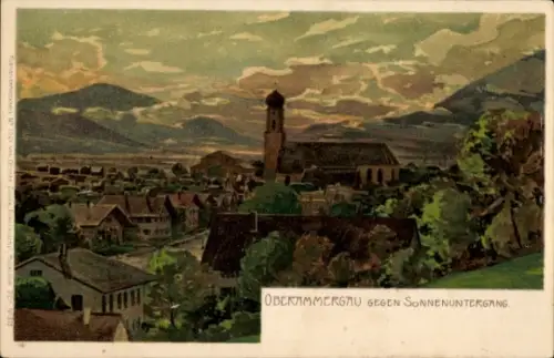 Künstler Litho Oberammergau in Oberbayern, Gesamtansicht