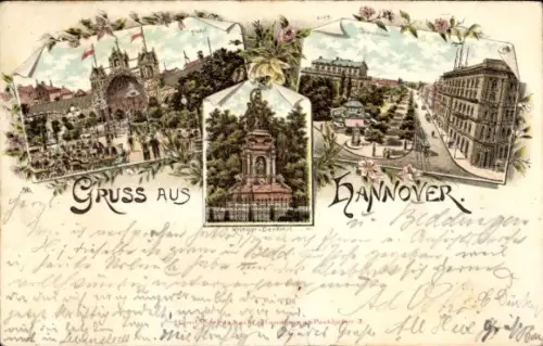 Litho Hannover in Niedersachsen, Tivoli, Kriegerdenkmal, Georgstraße