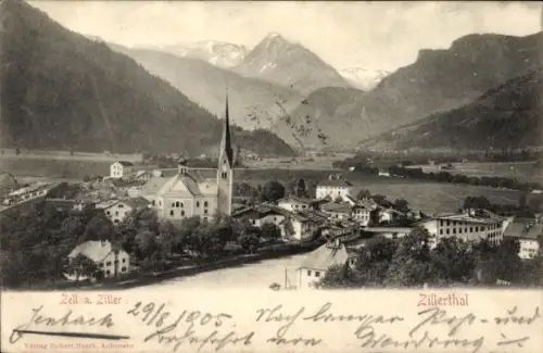 Ak Zell am Ziller in Tirol, Gesamtansicht
