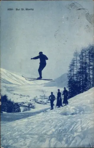 Ak Sankt Moritz Kanton Graubünden, Winterlandschaft, Ski, Neujahr