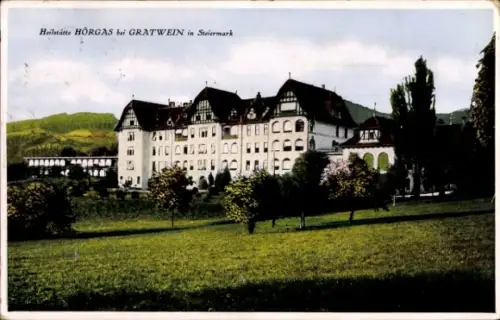 Ak Gratwein Straßengel Steiermark, Heilstätte HÖRGAS,  Steiermark, Gebäude, Landschaft