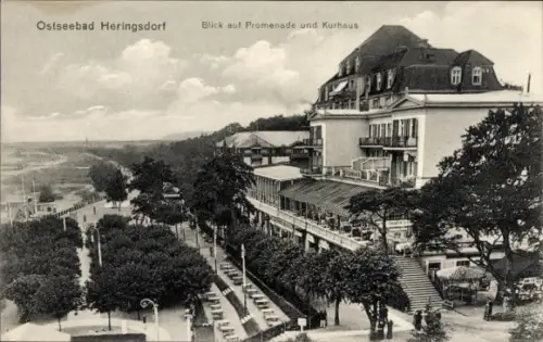 Ak Ostseebad Heringsdorf auf Usedom, Ostseebad  Blick auf Promenade, Kurhaus