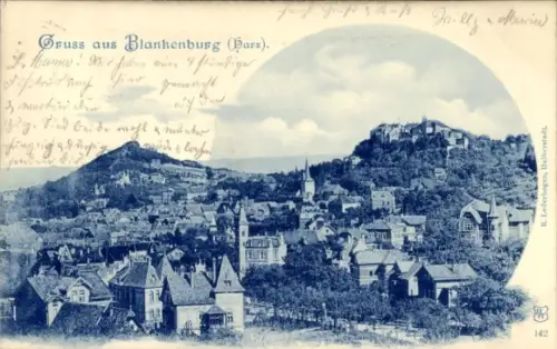 Ak Blankenburg am Harz, Blick auf Blankenburg, Harz, Häuser, Berge, 