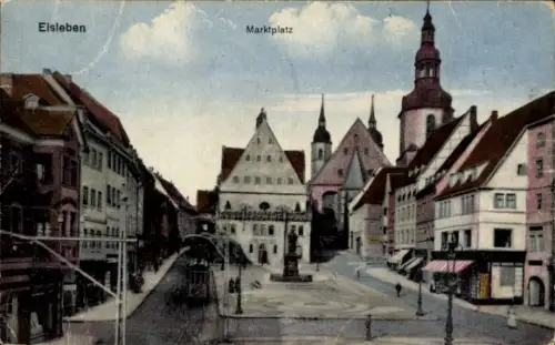 Ak Lutherstadt Eisleben, Marktplatz