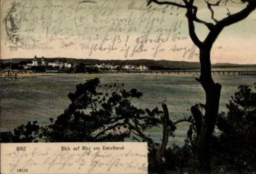 Ak Ostseebad Binz auf Rügen, Blick auf  Elsbethsruh, Meer, Bäume, 