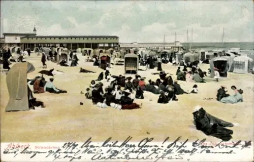 Ak Ostseebad Ahlbeck Usedom, Blick auf das Strandleben, Körbe
