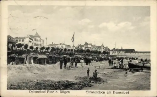 Ak Ostseebad Binz auf Rügen, Strandleben am Damenbad