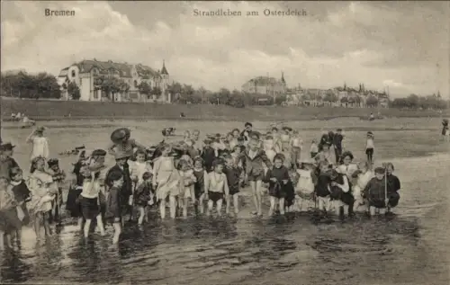 Ak Osterholz Bremen,  Strandleben am Osterdeich, Kinder im Wasser, Sommer
