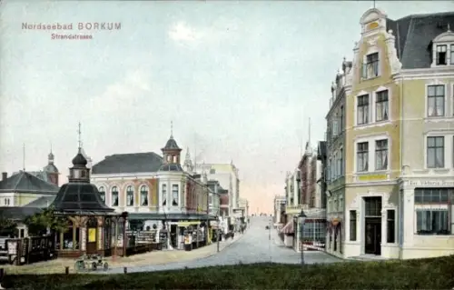 Ak Nordseebad Borkum in Ostfriesland, Nordseebad  Strandstraße,  Gebäude, Straßenansicht