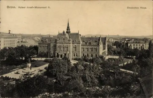 Ak Brno Brünn Südmähren,  Kaiser Josef-Monument II, Deutsches Haus