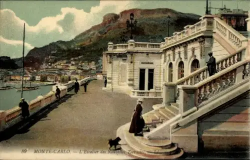 Ak Monte Carlo Monaco, L'Escalier des Nouvelles Terrasse