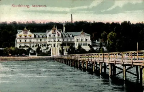 Ak Skodsborg Dänemark,  Badehotel, Pier, Wasser, 