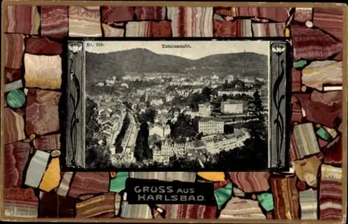 Ak Karlsbad Böhmen, Blick zur Stadt, Halbedelsteine