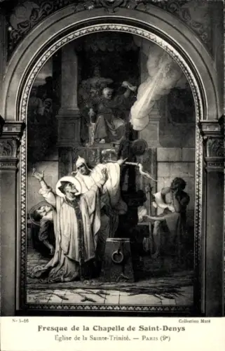 Ak Paris IX, Fresque de la Chapelle de Saint-Denys, Eglise de la Sainte-Trinité