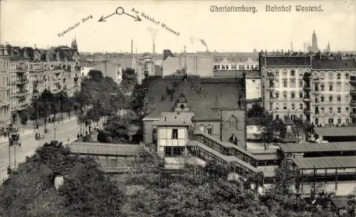 Ak Berlin Charlottenburg Westend, Bahnhof, Spandauer Berg