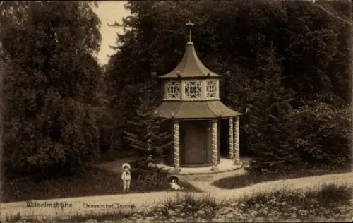 Ak Bad Wilhelmshöhe Kassel in Hessen,  Chinesische Tempel, Gartenlandschaft, Kinder