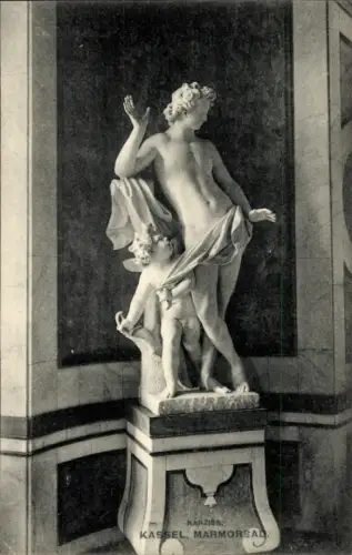 Ak Kassel in Hessen, Skulptur Narziss, Marmor, Kind, Kassel