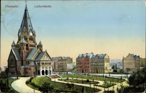 Ak Chemnitz Sachsen, Lutherkirche, Außenansicht