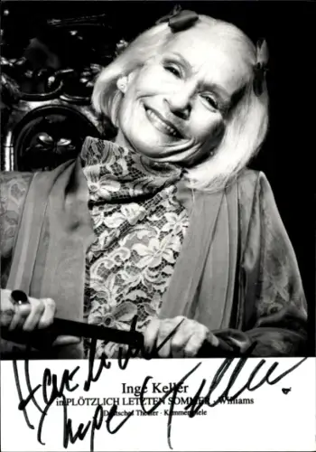 Foto Schauspielerin Inge Keller, Plötzlich letzten Sommer, Portrait, Autogramm