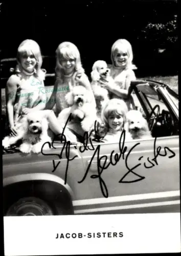 Autogrammkarte Sänger Quartett Jacob Sisters mit ihren Pudeln