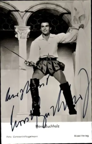 Ak Schauspieler Horst Buchholz, Cervantes der Abenteurer des Königs, Portrait, Autogramm