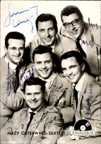 Autogrammkarte Hazy Osterwald Sechstett, Portrait, Autogramme