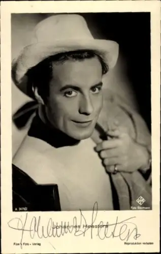 Ak Schauspieler Johannes Heesters, Portrait mit Hut