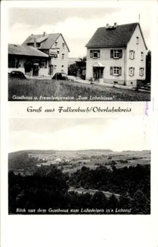 Ak Falkenbach Villmar in Hessen, Gasthaus und Fremdenpension Zum Lahnfelsen, Lahntal