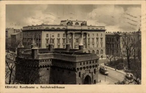 Ak Kraków Krakau Polen, Rundbastei, Reichskreditkasse