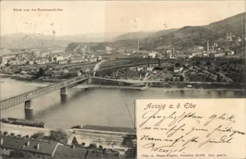 Ak Ústí nad Labem Aussig an der Elbe, Blick von der Ferdinandhöhe