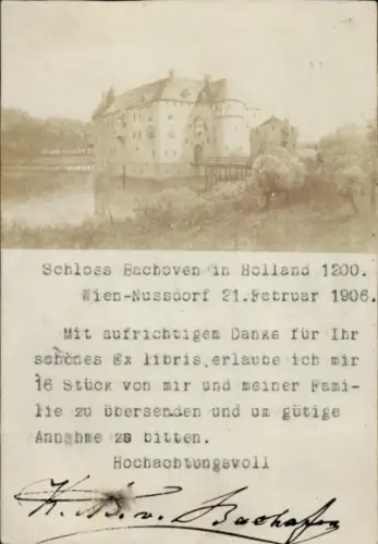 Foto Ak Wien 19. Döbling Nussdorf Nußdorf, Schloss Bachoven