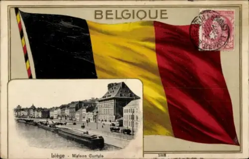 Präge Passepartout Ak Lüttich, Maison Curfuis, Flagge