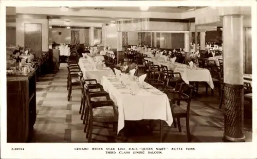 PC R.M.S. Queen Mary, Dining Room, White Star Line