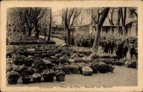 CPA Cavaillon Vaucluse, Place du Clos, Marche aux Melons