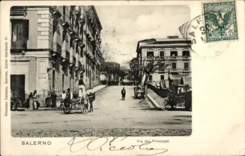 Ak Salerno Campania, Straße, Passanten