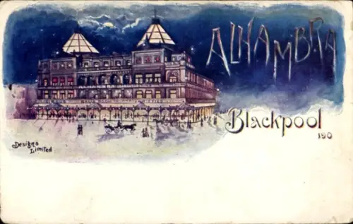 Litho Blackpool Lancashire England, Alhambra, Hotel