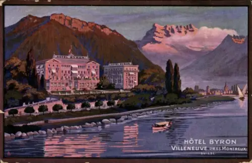 Ak Villeneuve Kanton Waadt, Hotel Byron